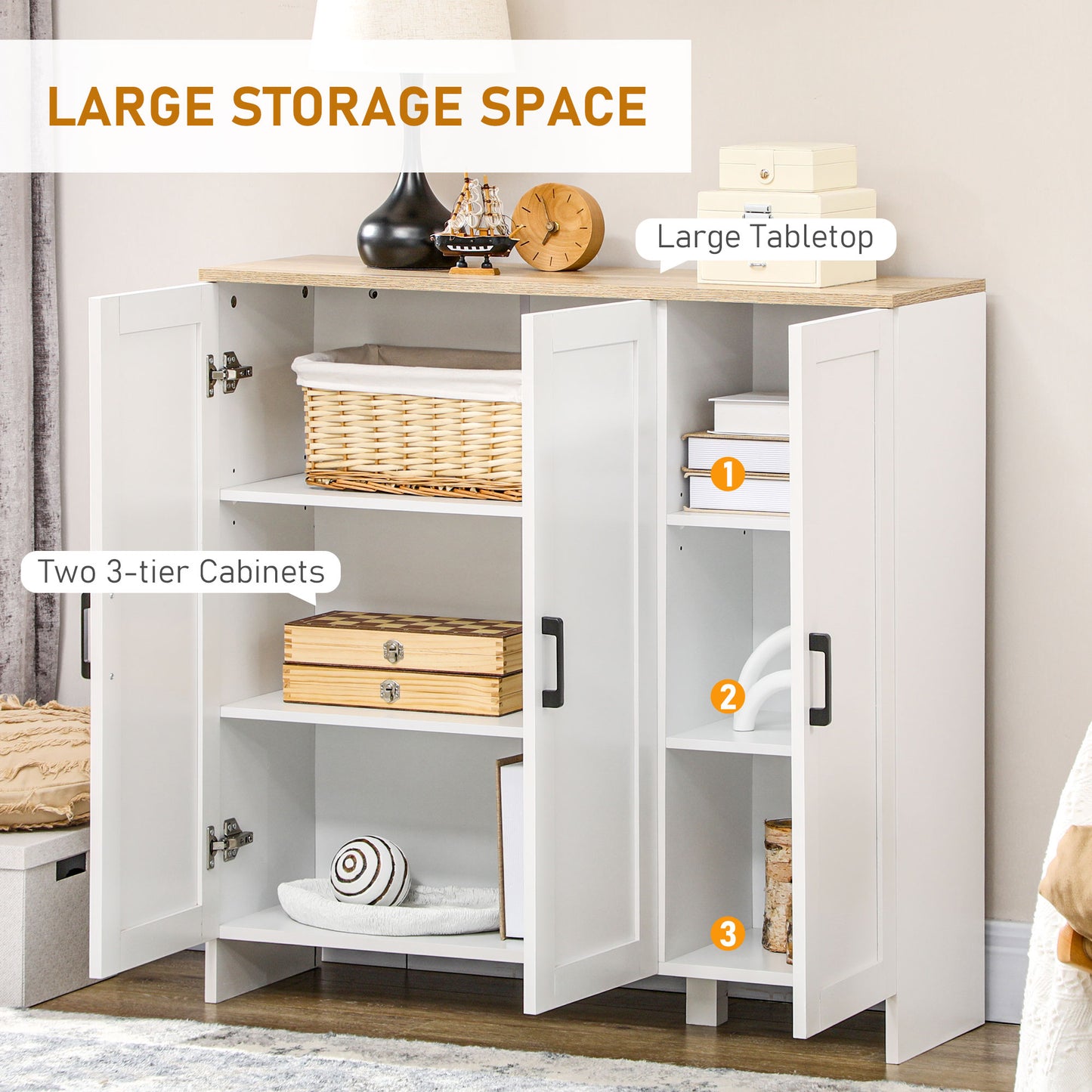 Buffet moderne avec portes shaker et tablettes ajustables