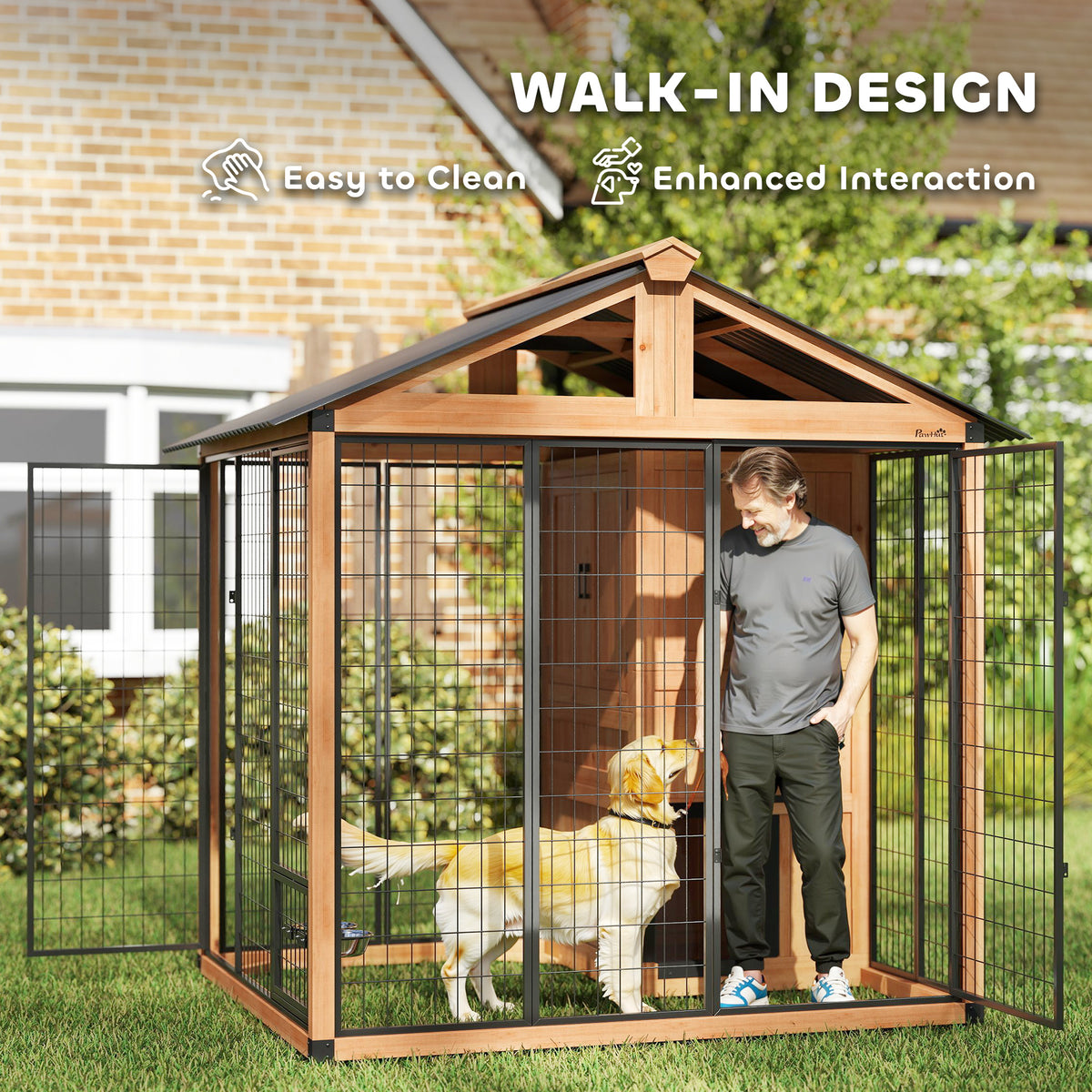 Niche pour chien 218 cm design walk-in — Jaune