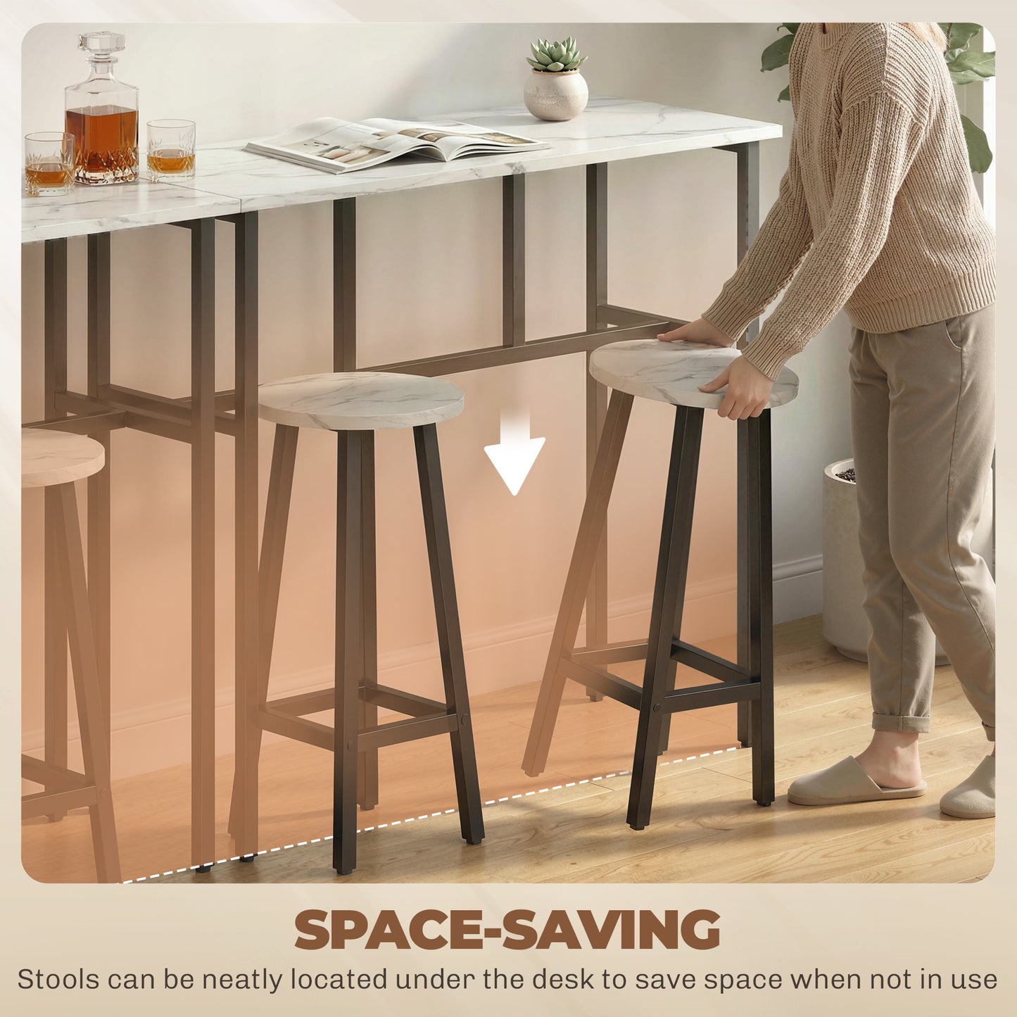 Ensemble bar 6 pièces avec 2 tables et 4 tabourets