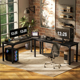 Bureau d'ordinateur industriel 180 cm surface grain de bois