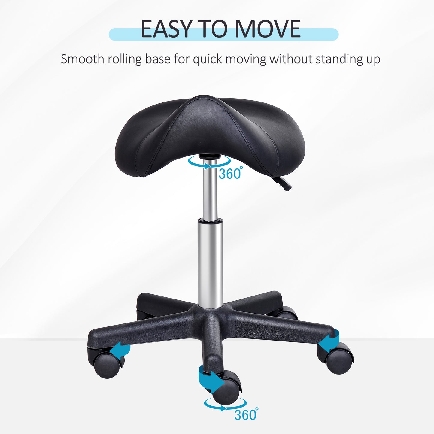 Tabouret selle ergonomique pivotant à roulettes