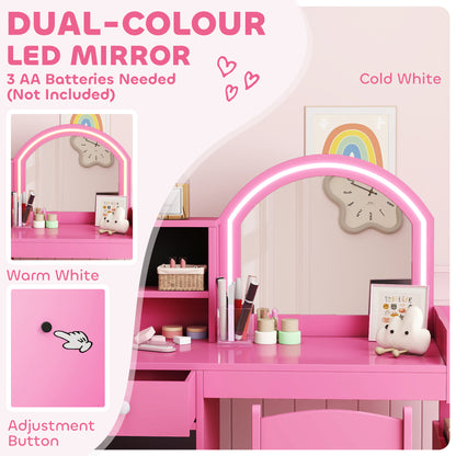 Coiffeuse enfant avec miroir éclairé et rangements