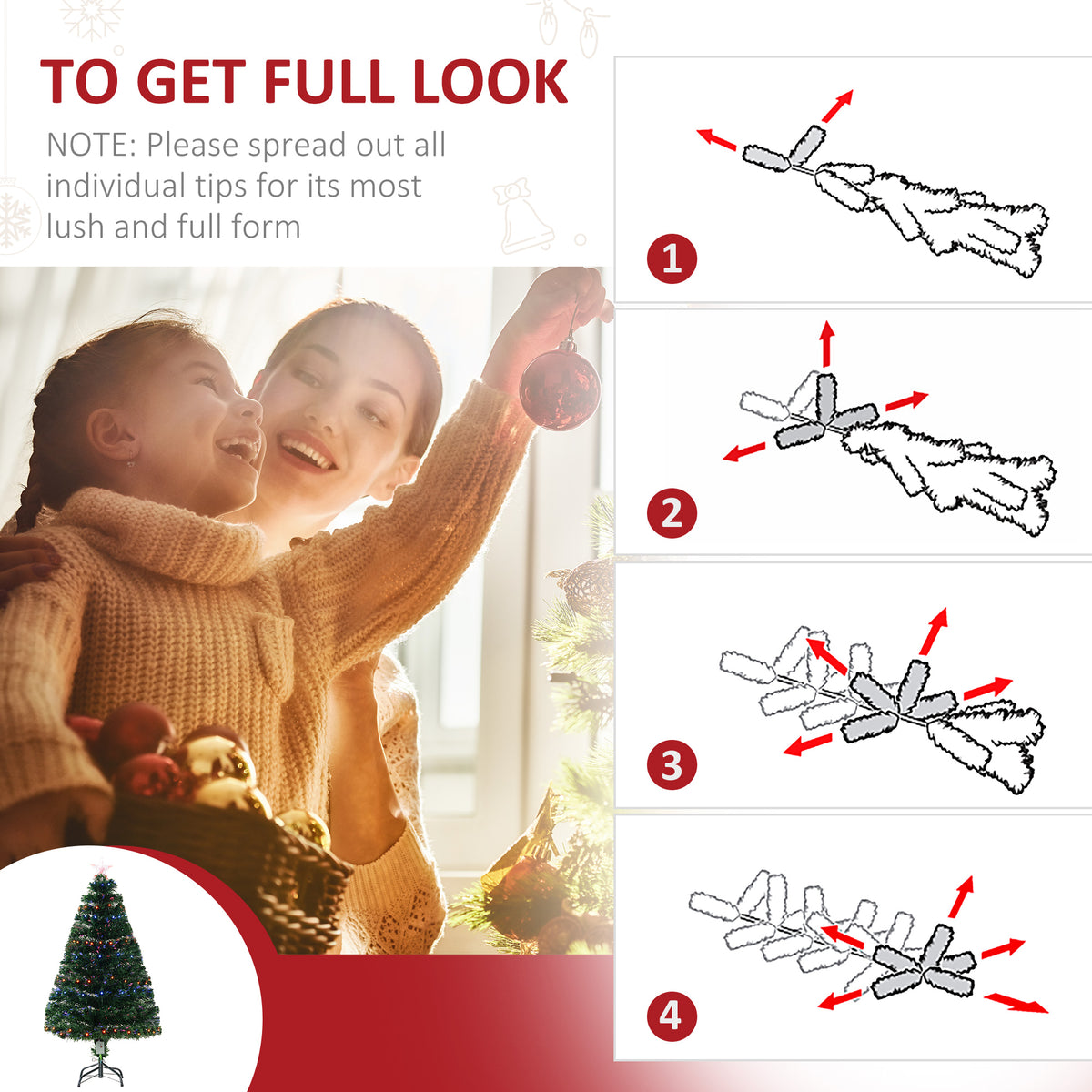 Arbre de Noël artificiel lumineux et optique prééclairé