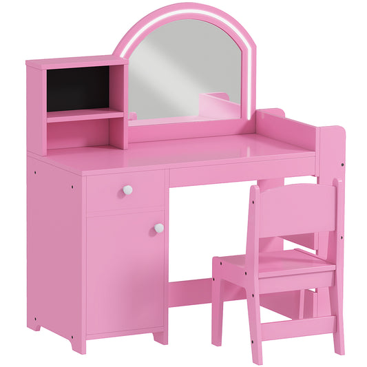 Coiffeuse enfant avec miroir éclairé et rangements