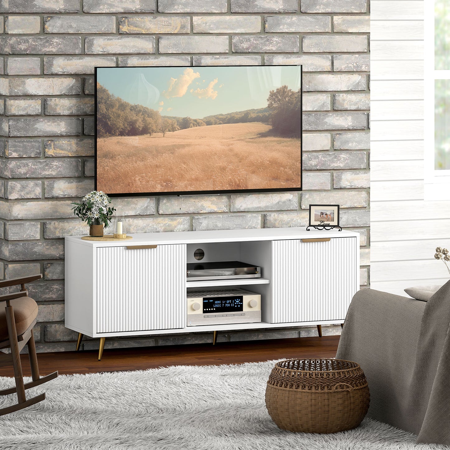 Meuble télé moderne avec rangement 55 pouces