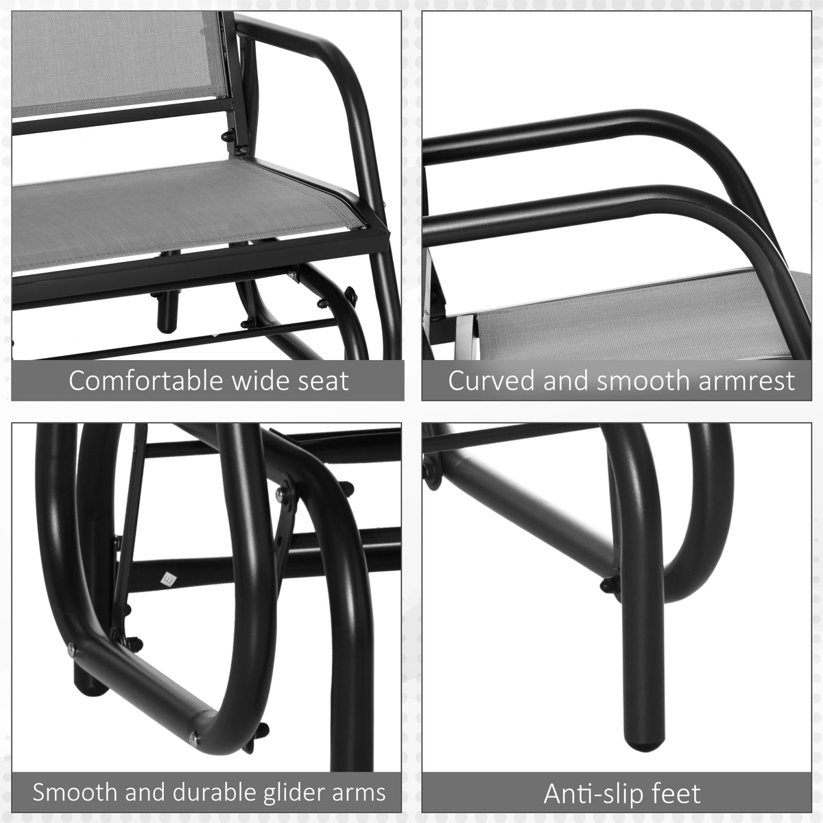 Chaise balançoire d'extérieur à glissement en acier