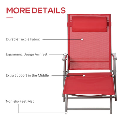 Chaise longue pliante réglable en acier — 7 positions