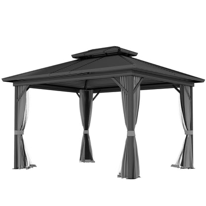 Gazébo toit rigide 3x3,7m double niveau moustiquaire