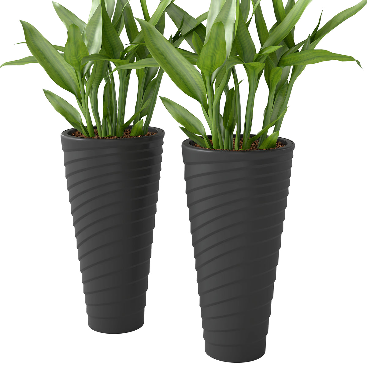Ensemble de 2 bacs à fleurs empilables 29 po — noir