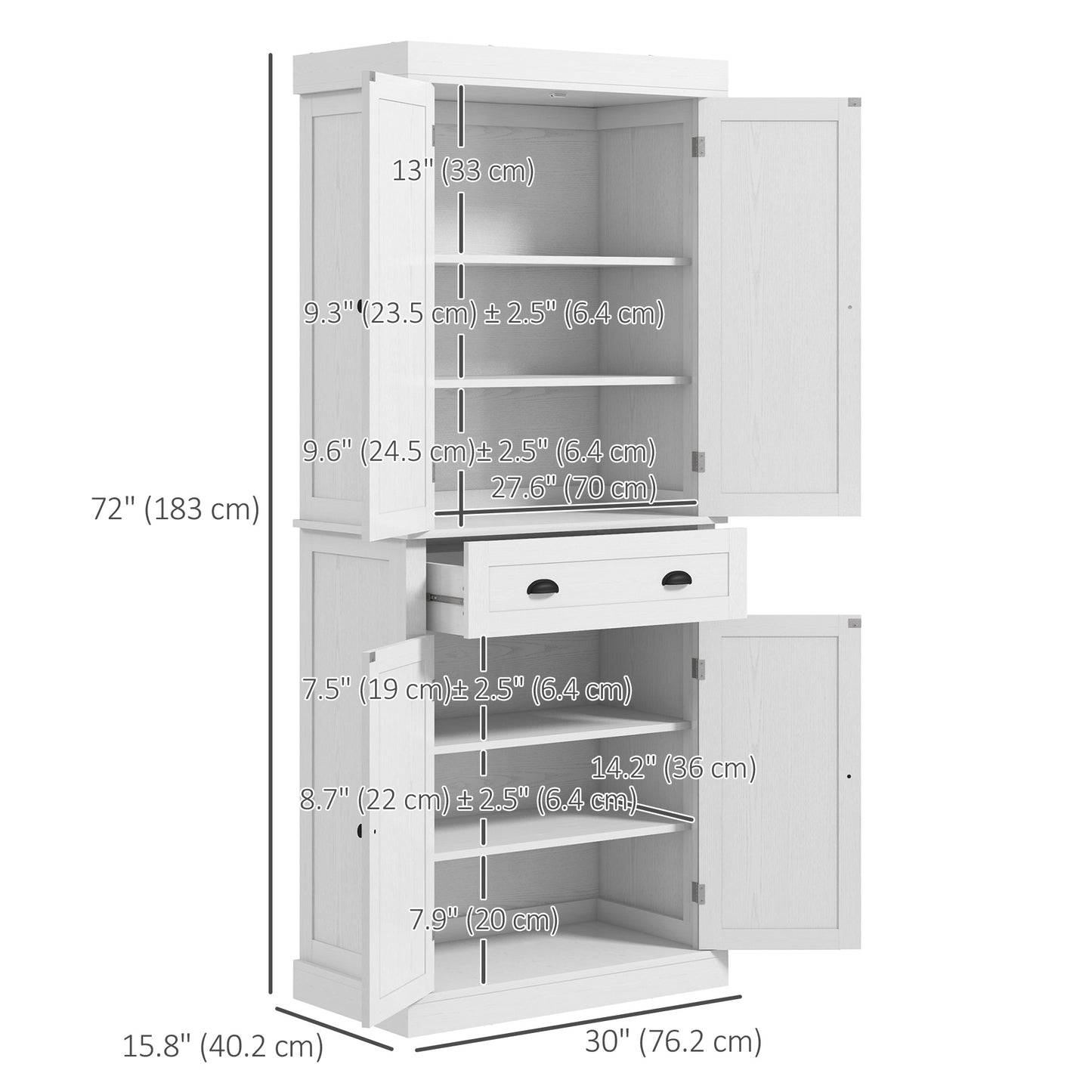 Armoire-garde-manger haute 4 portes avec tiroir
