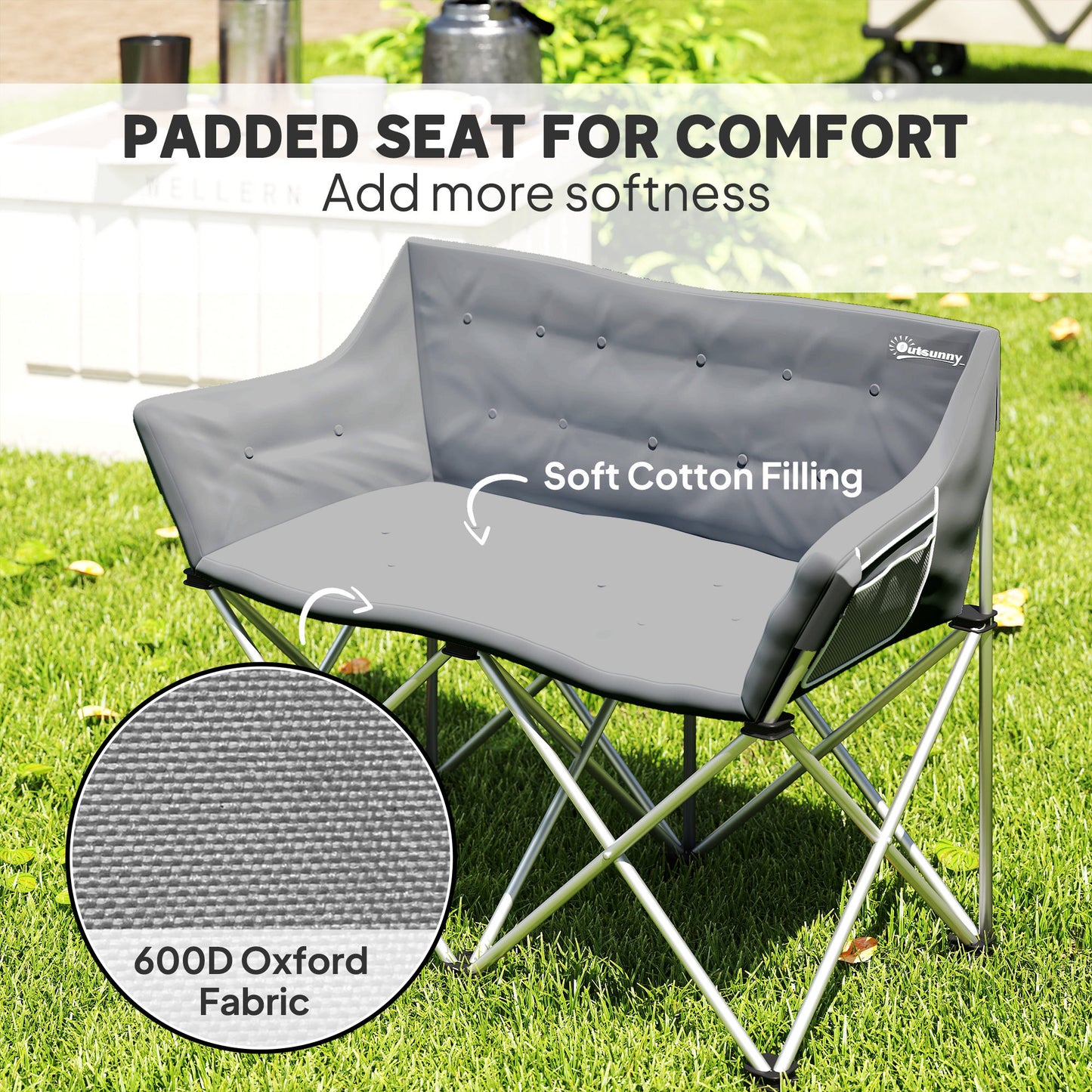 Chaise de camping double pliante pour deux adultes