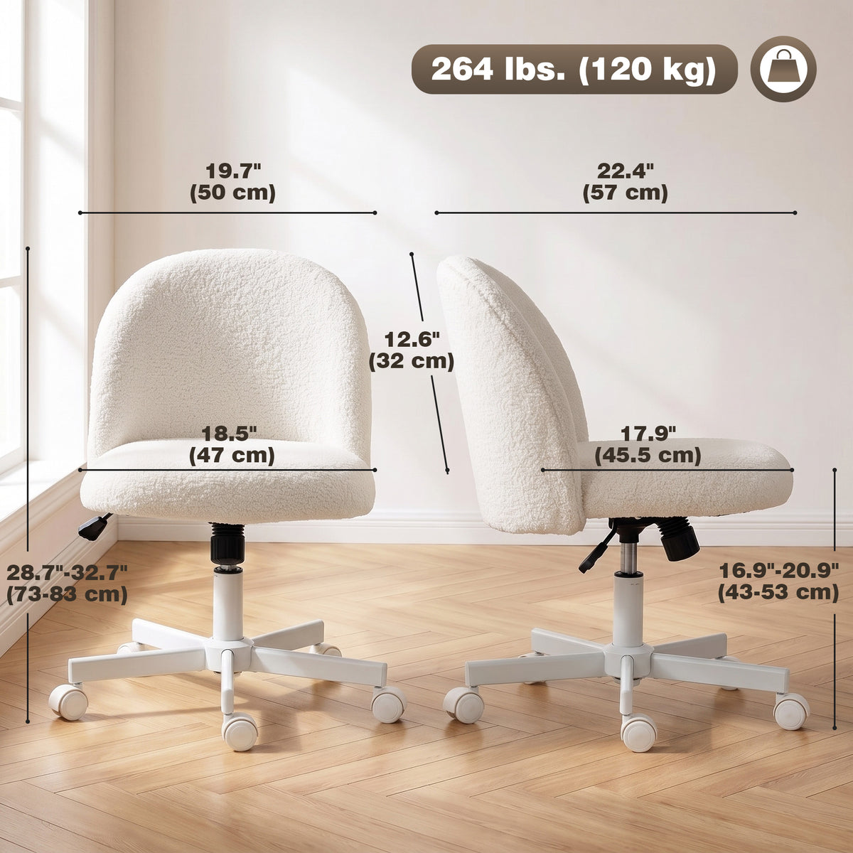 Chaise de bureau pivotante en sherpa