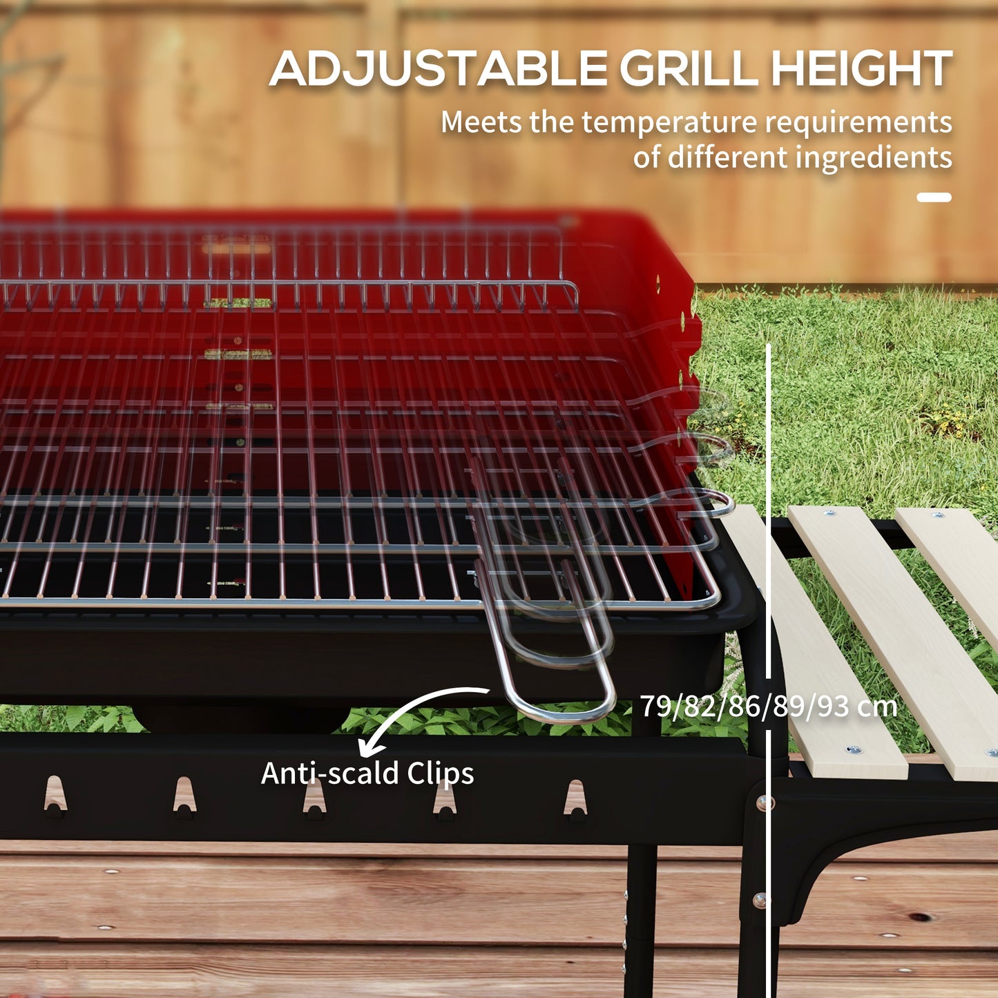 Barbecue au charbon portable avec hauteur ajustable