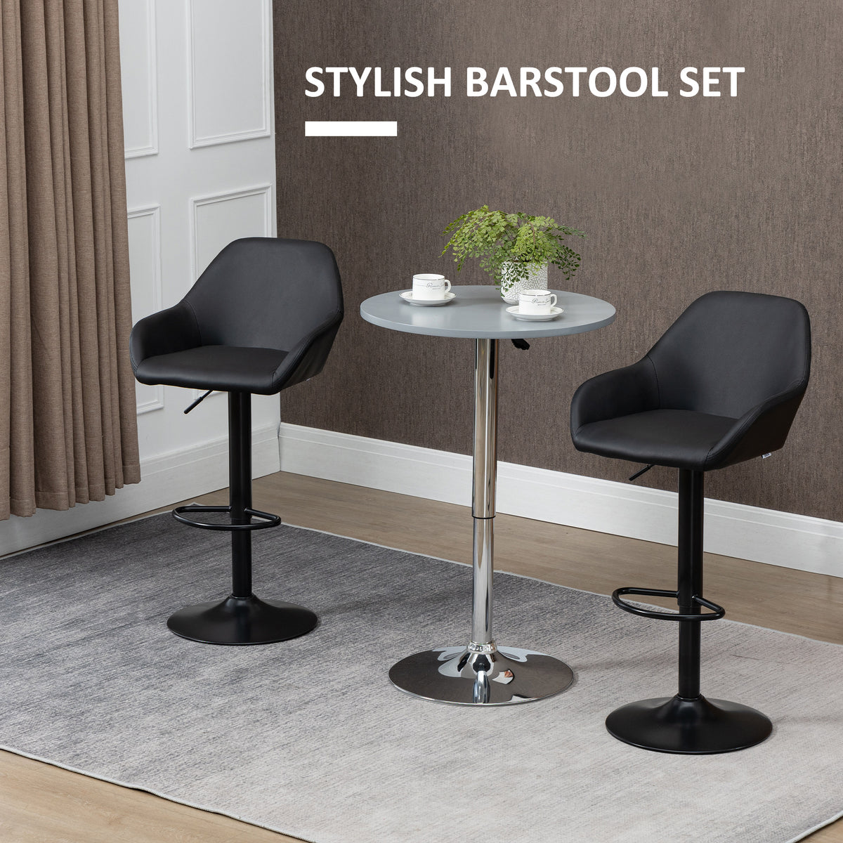 Ensemble 2 tabourets de bar ajustables — cuir PU