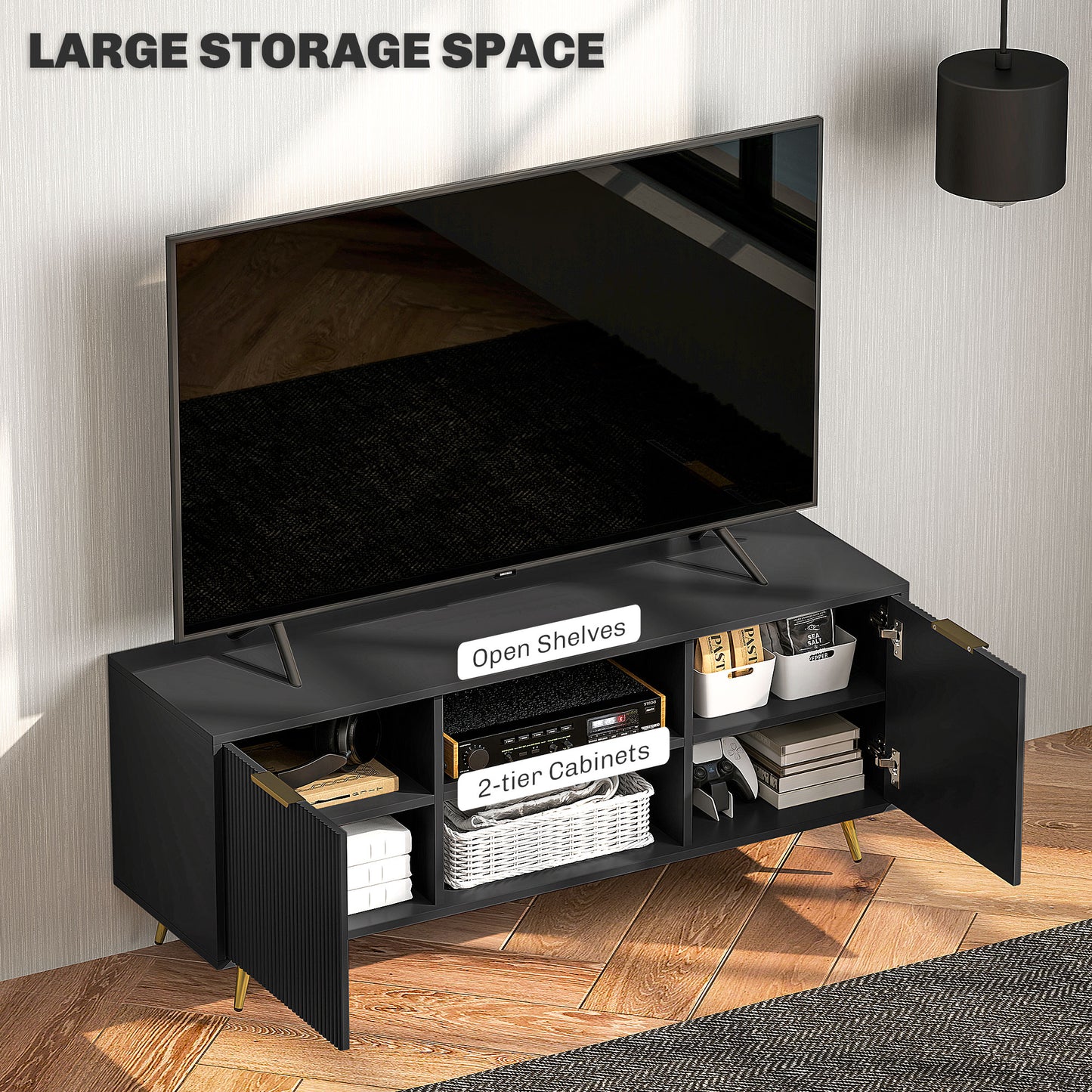 Meuble télé moderne avec rangement 55 pouces
