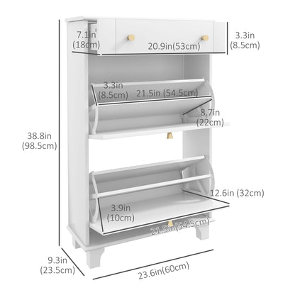 Armoire à chaussures slim 2 tiroirs rabattables 8 paires