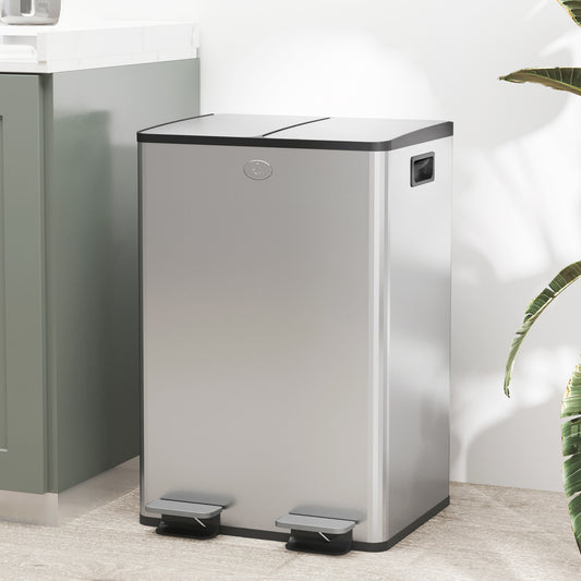 Poubelle double à pédale 2 x 28 litres
