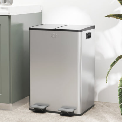 Poubelle double à pédale 2 x 28 litres