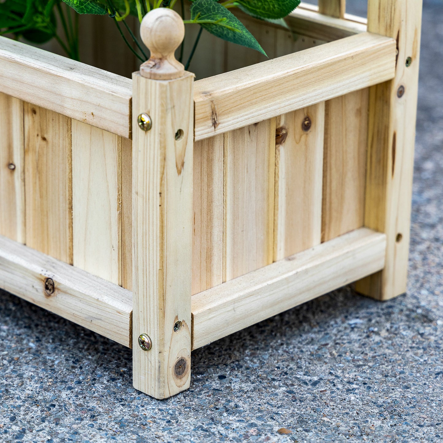 Jardinière surélevée avec treillis bois naturel