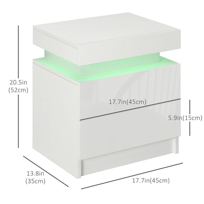 Table de nuit avec éclairage LED et 2 tiroirs