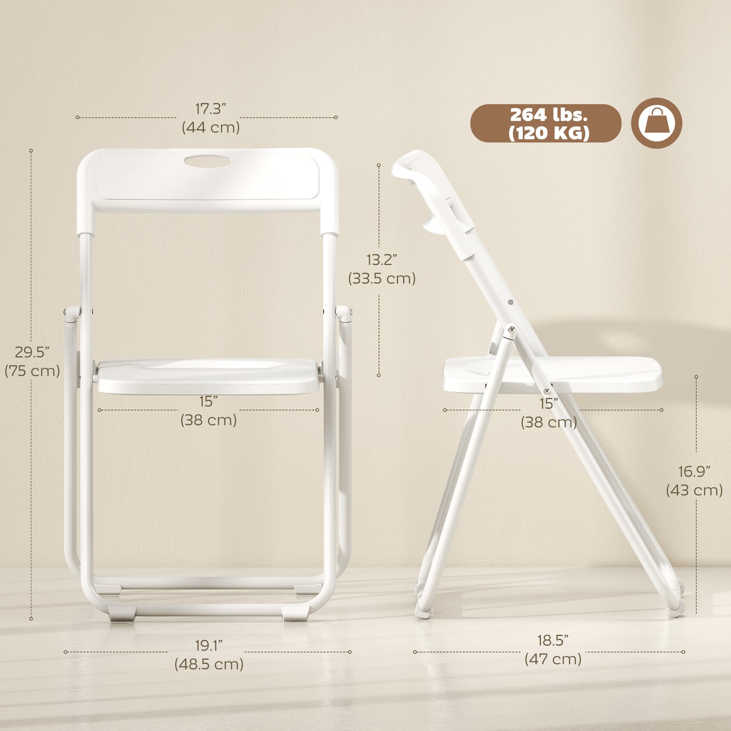 Chaises pliantes en plastique avec cadre en acier — lot de 6