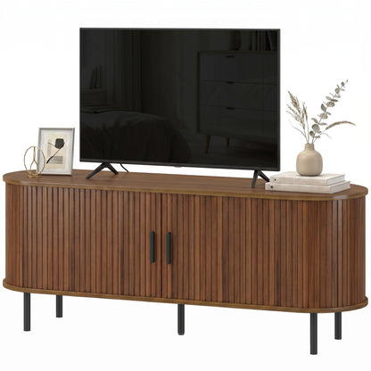 Meuble télé portes coulissantes courbées 152 cm