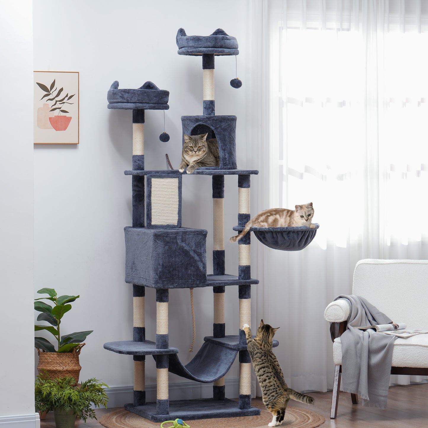 Arbre à chat multiniveau 81 po avec griffoirs