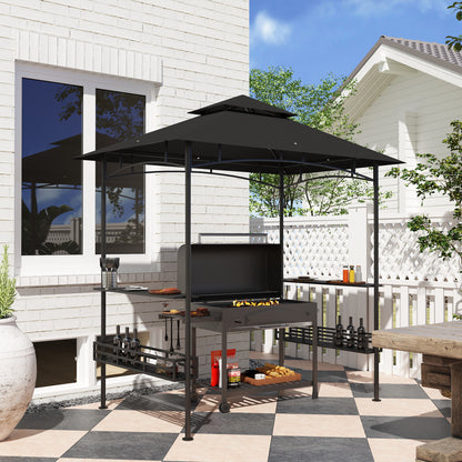 Gazebo BBQ double toit avec tablettes et crochets