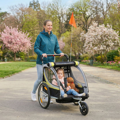 Remorque vélo double 2-en-1 avec poussette pour enfants