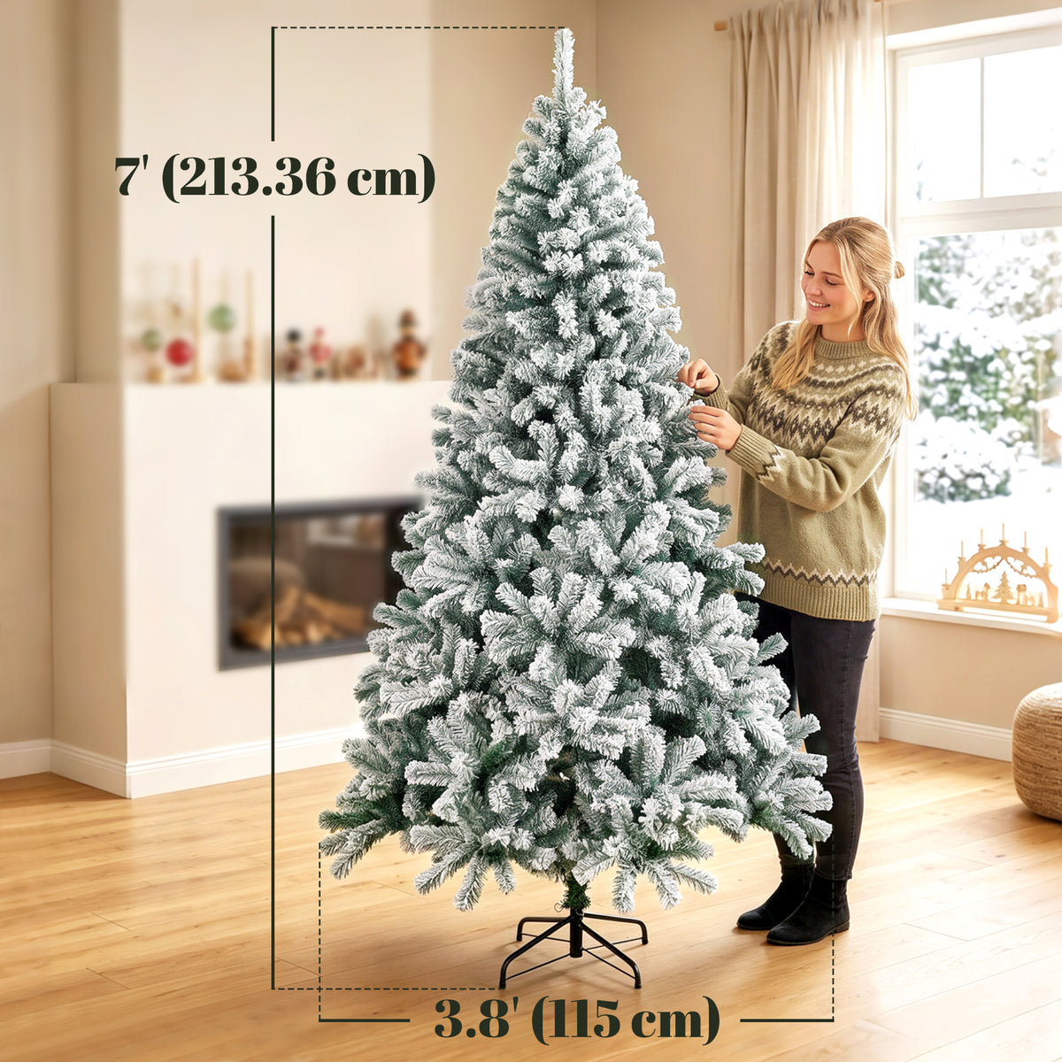 Arbre de Noël artificiel floqué de neige 183 cm