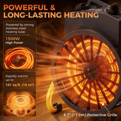 Radiateur soufflant électrique 1500W — Acier inoxydable
