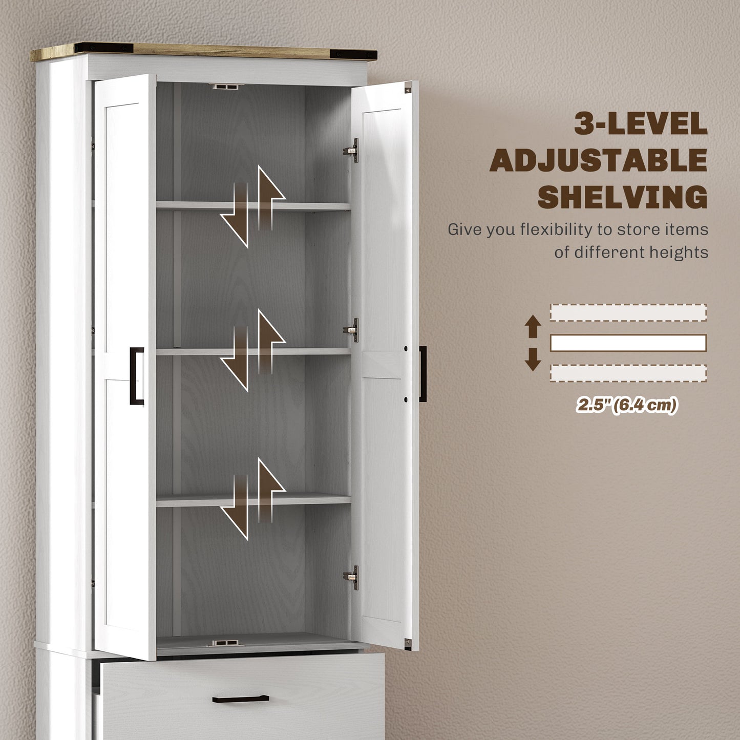Armoire de cuisine haute 4 niveaux avec tiroirs