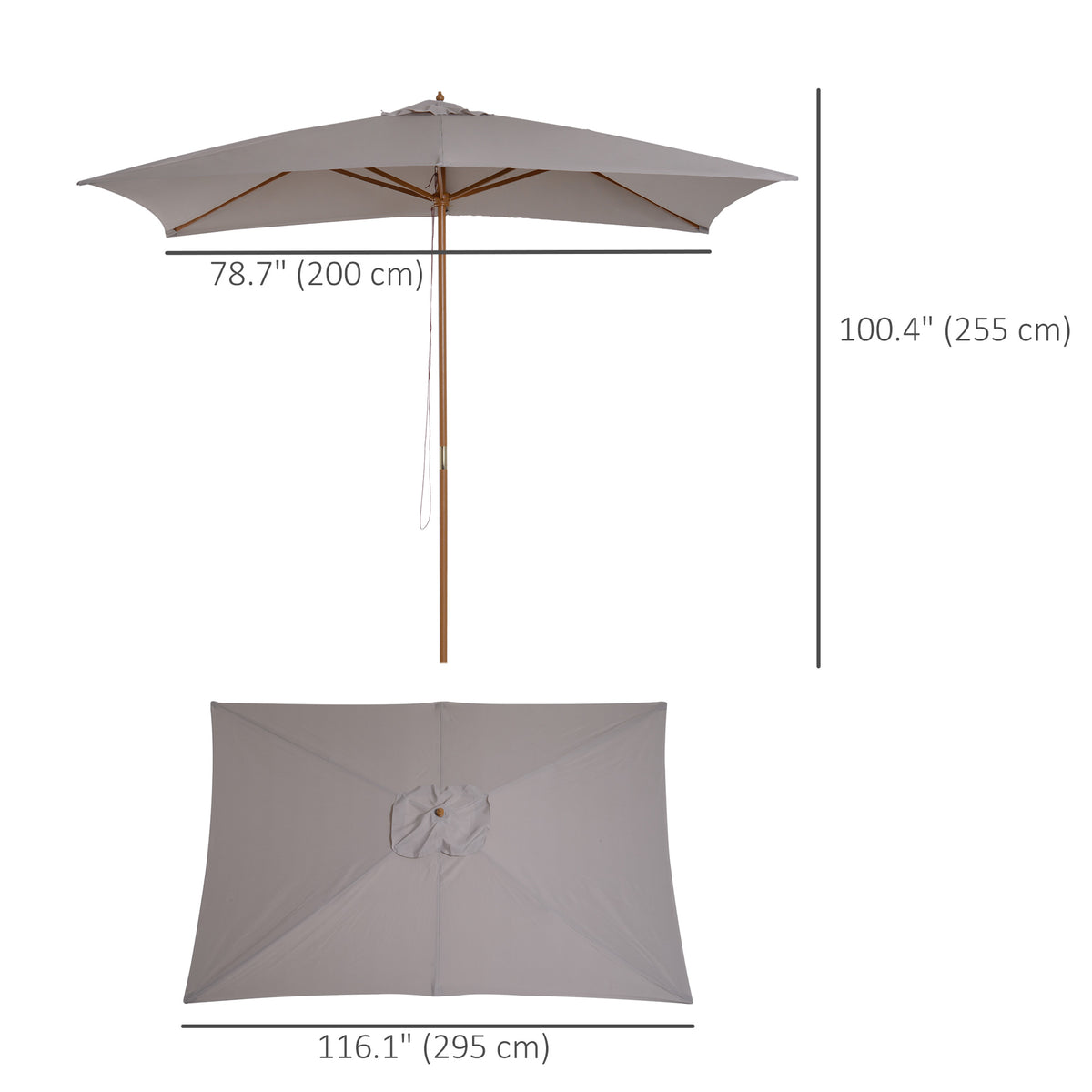 Parasol rectangulaire bambou 213 x 305 cm