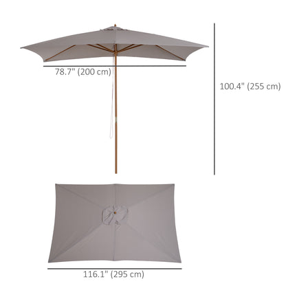 Parasol rectangulaire bambou 213 x 305 cm