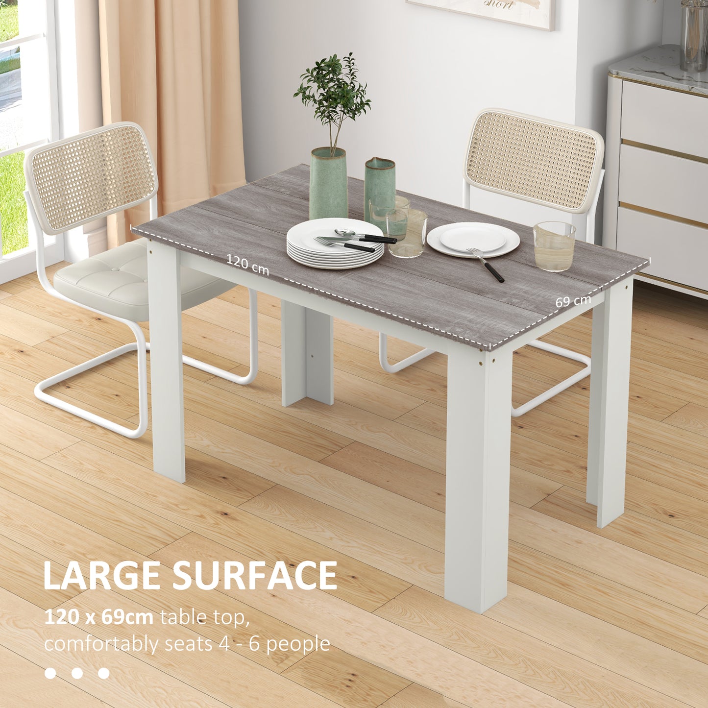 Table à manger 119 cm bois ingénierie 4-6 personnes