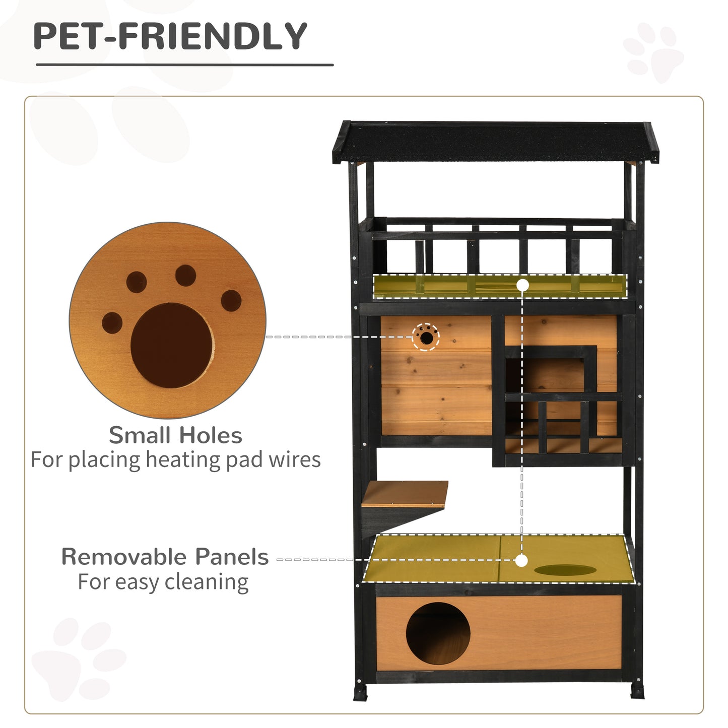 Maison pour chats extérieure 4 étages en bois de sapin
