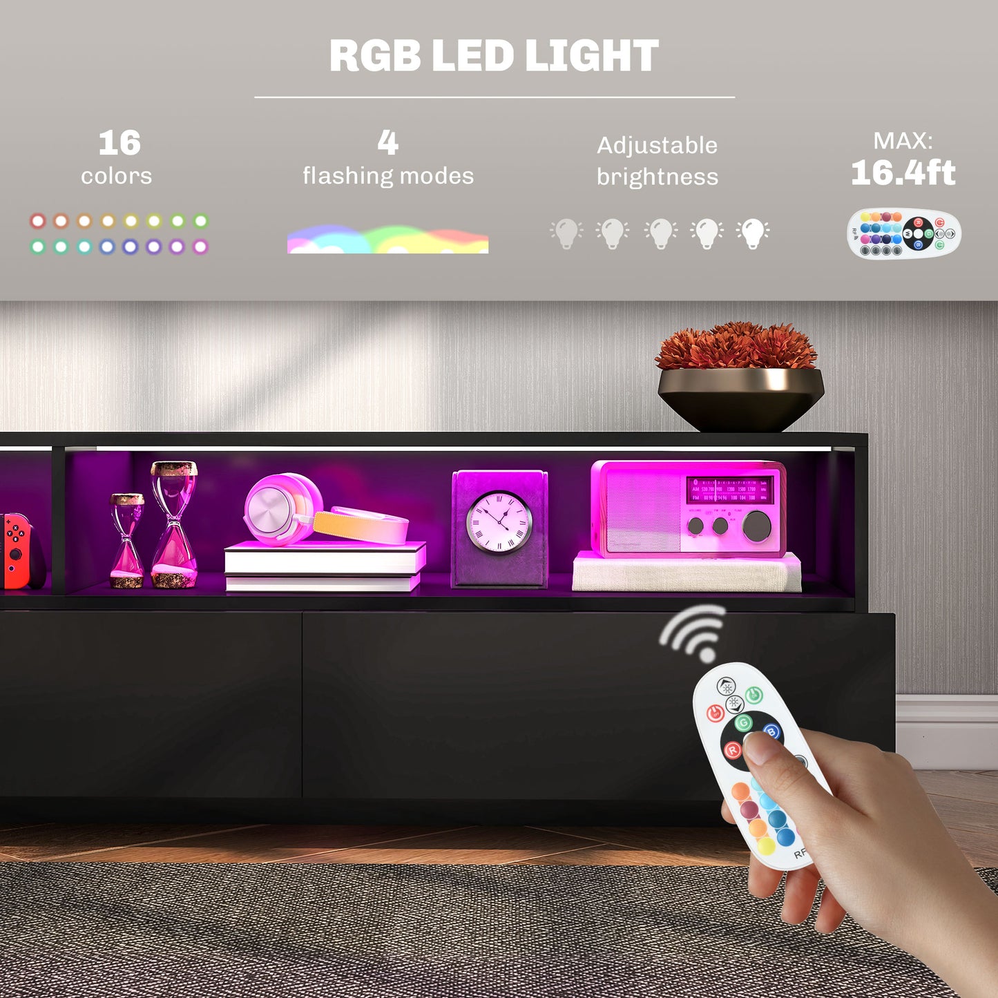 Meuble TV DEL haute brillance pour téléviseurs jusqu'à 75"