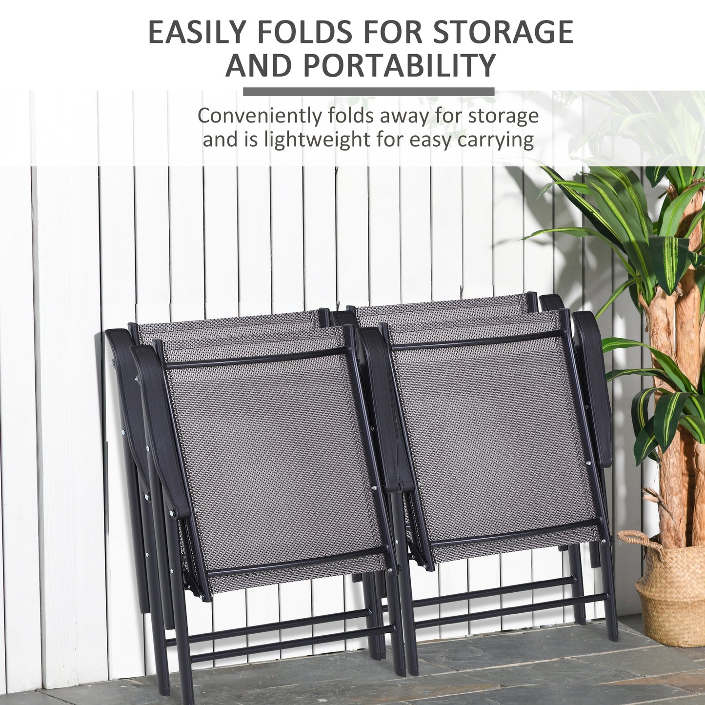 Chaises pliantes de patio avec accoudoirs lot de 2