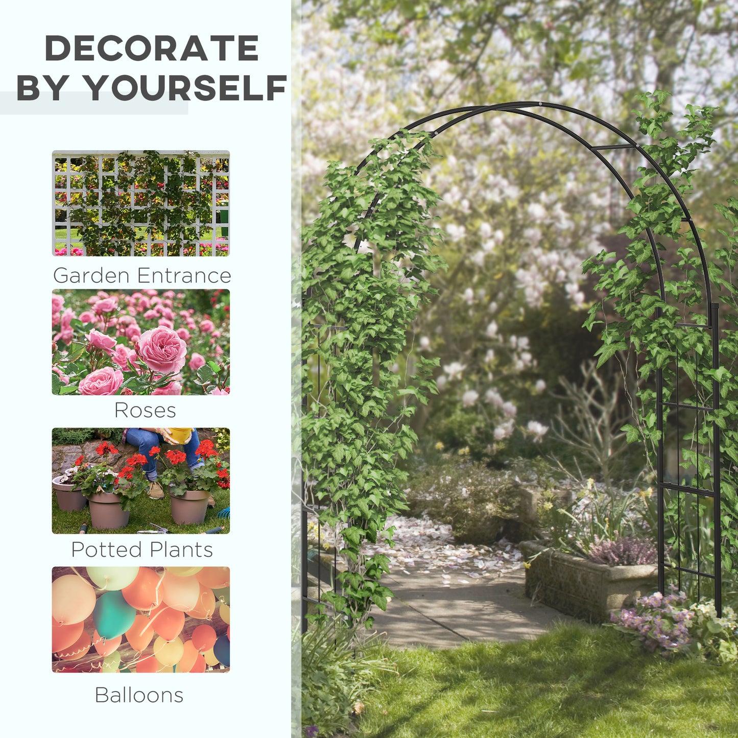 Arche de jardin en acier pour plantes grimpantes