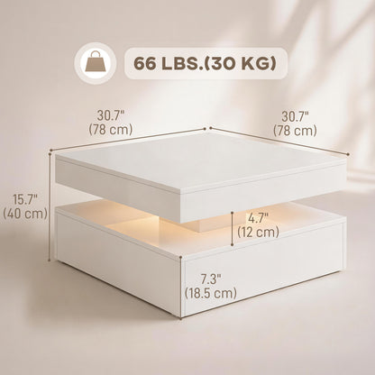 Table basse LED 2 niveaux haute brillance