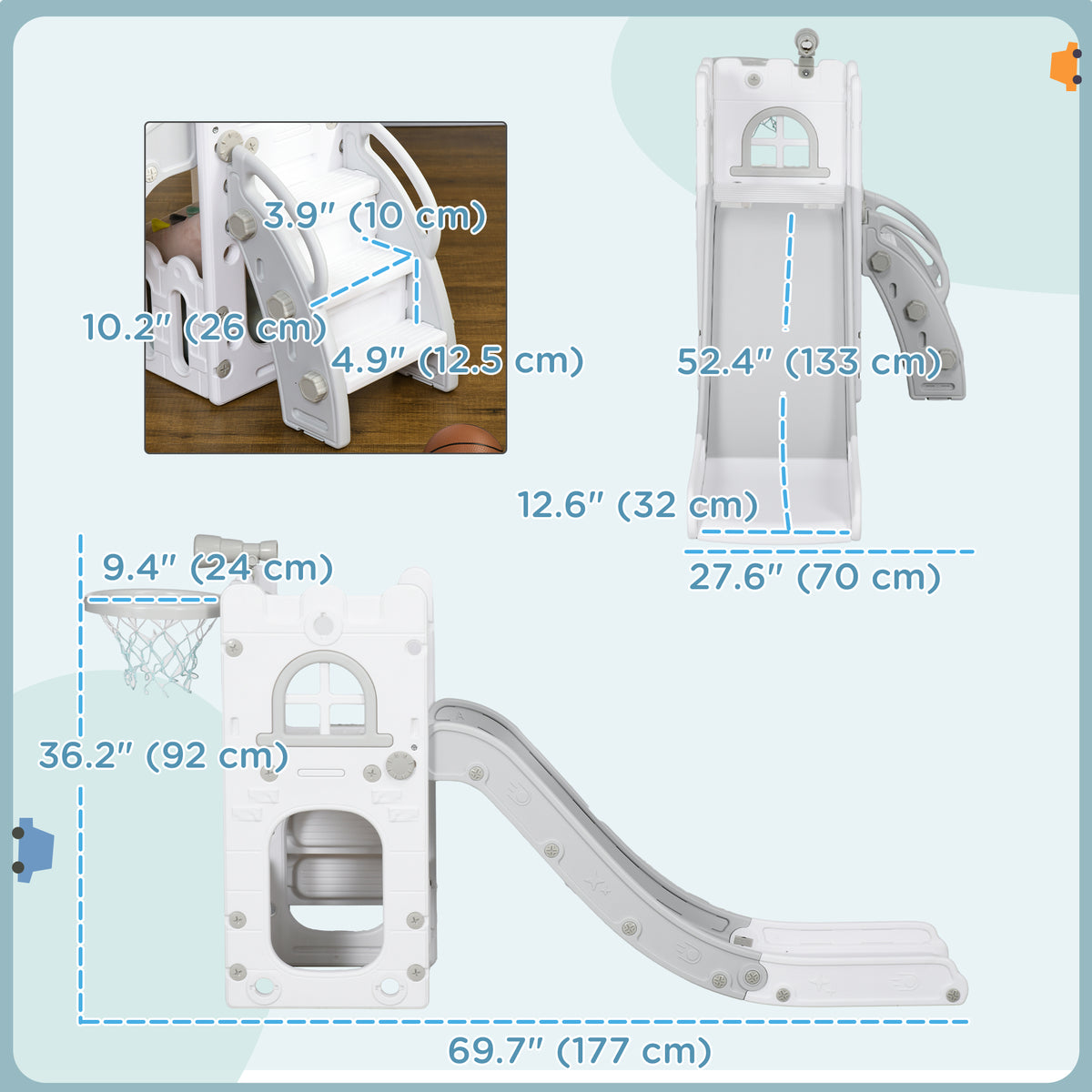 Glissade 5 en 1 pour tout-petit avec panier de basketball