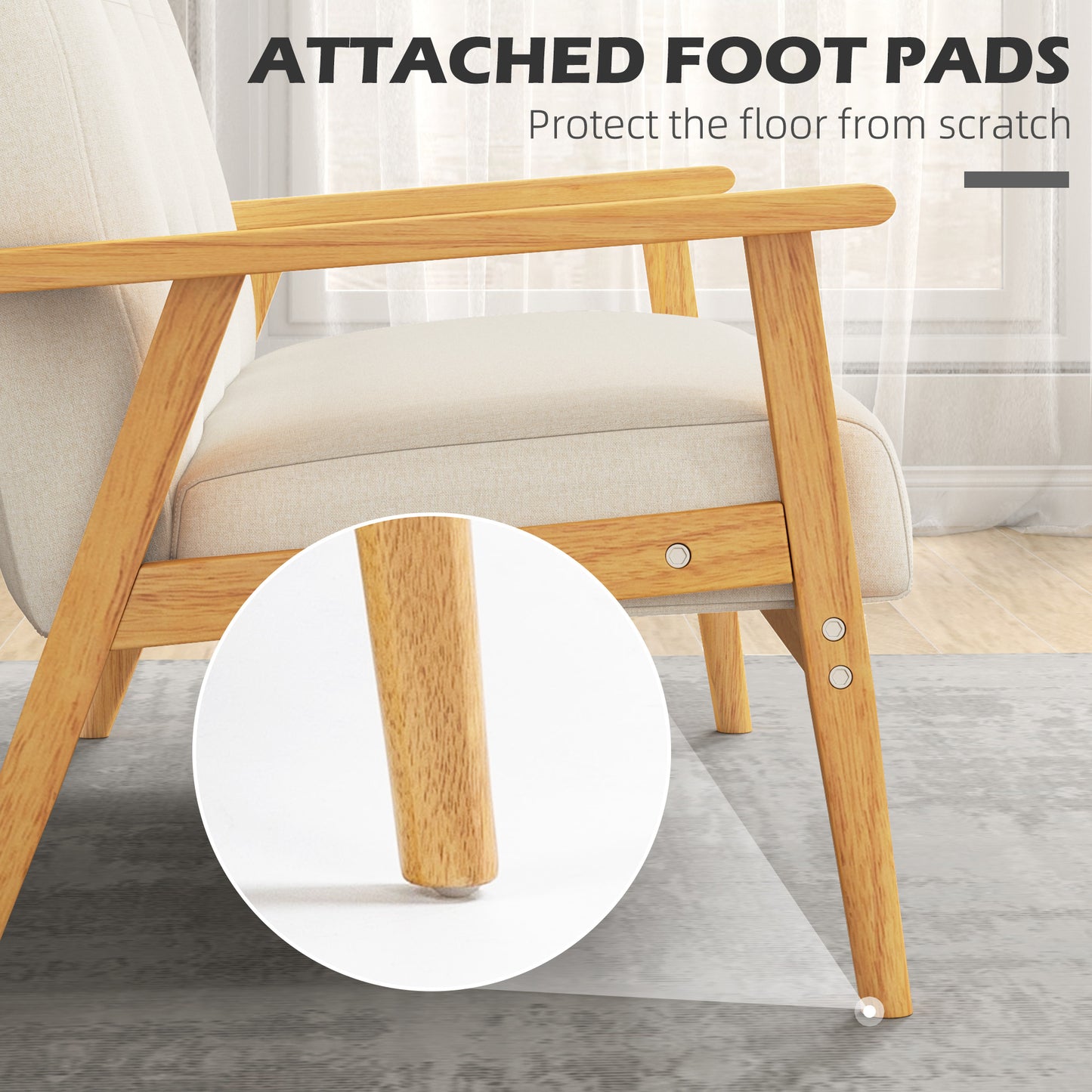 Canapé 2 places compact rembourré avec pieds en bois