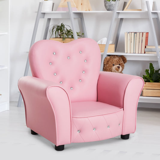 Fauteuil capitonné pour enfants style princesse 58.9 x 41.4 x 49 cm