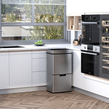 Poubelle à capteur 3 compartiments 72 L — Inox