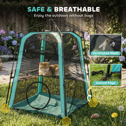 Tente pour chat portable à trois niveaux