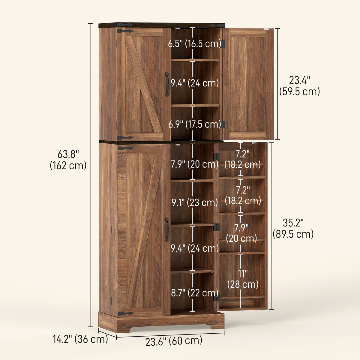 Armoire de cuisine haute avec clayettes ajustables
