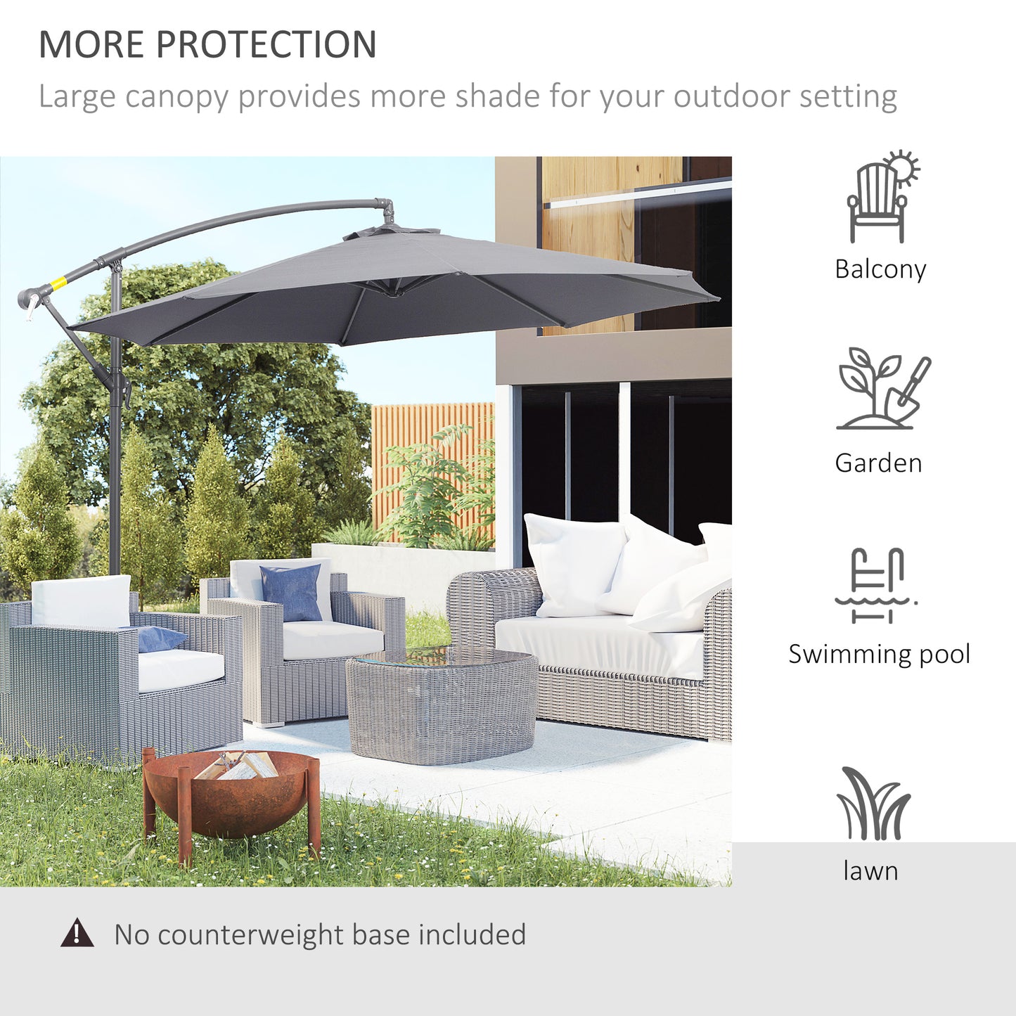 Parasol déporté patio 10 pieds cantilever avec base croisée