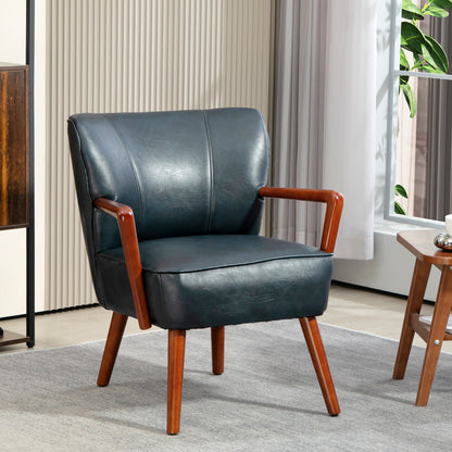 Fauteuil d'appoint moderne en similicuir avec pattes en bois