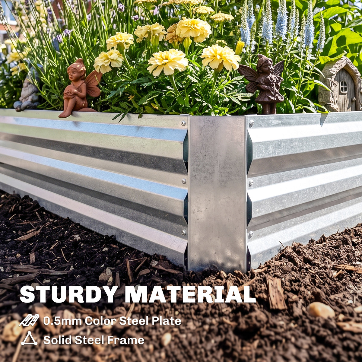Jardinière surélevée acier serre — gris