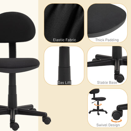 Chaise de bureau sans accoudoirs pivotante bas du dos